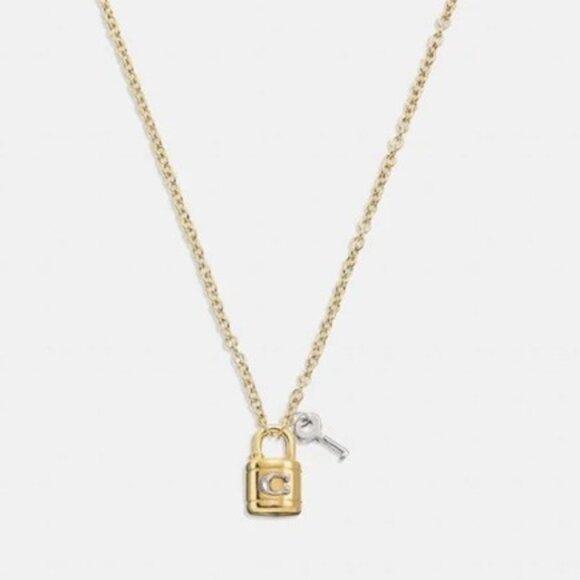 COACH Padlock and Key Necklace NWT - Picture 1 of 3